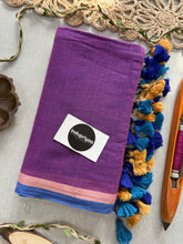 Indupriyaa  Purple Dual Tone Pure Handloom Mulmul Cotton Saree